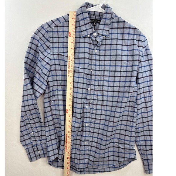 J Crew Mercantile Flex Button Down Men's M Blue Gray Checkered Long Sleeve - Picture 4 of 7